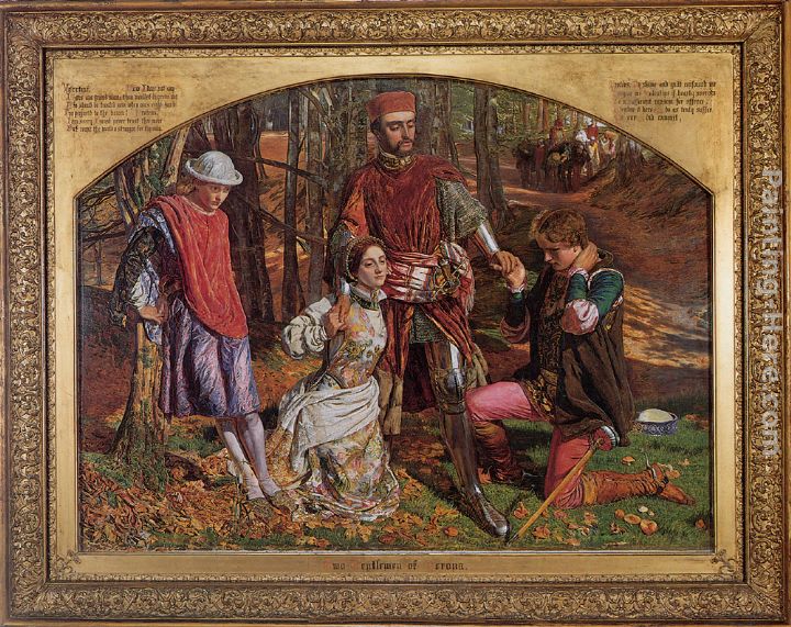 Valentine Rescuing Sylvia from Proteus painting - William Holman Hunt Valentine Rescuing Sylvia from Proteus art painting
